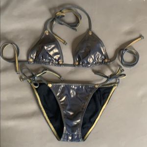 Denim gold coated bikini